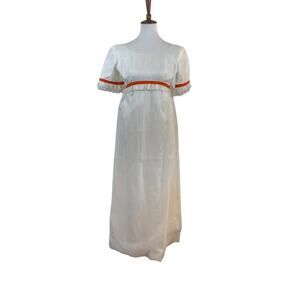 Emma Domb Vtg Swiss Dot Prairie 70s Hippie Dress Puff Sleeve Bridgerton Size 9